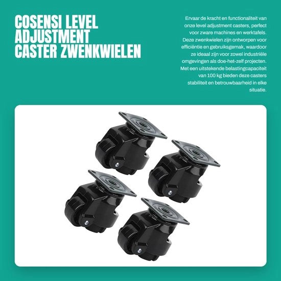 Castelli Livellanti - 4 Pezzi - Alta Capacità di Carico - Materiale Nylon - Ruote Adattabili - Adatti per Tavoli da Lavoro - Duraturi - Ruote di Trasporto
