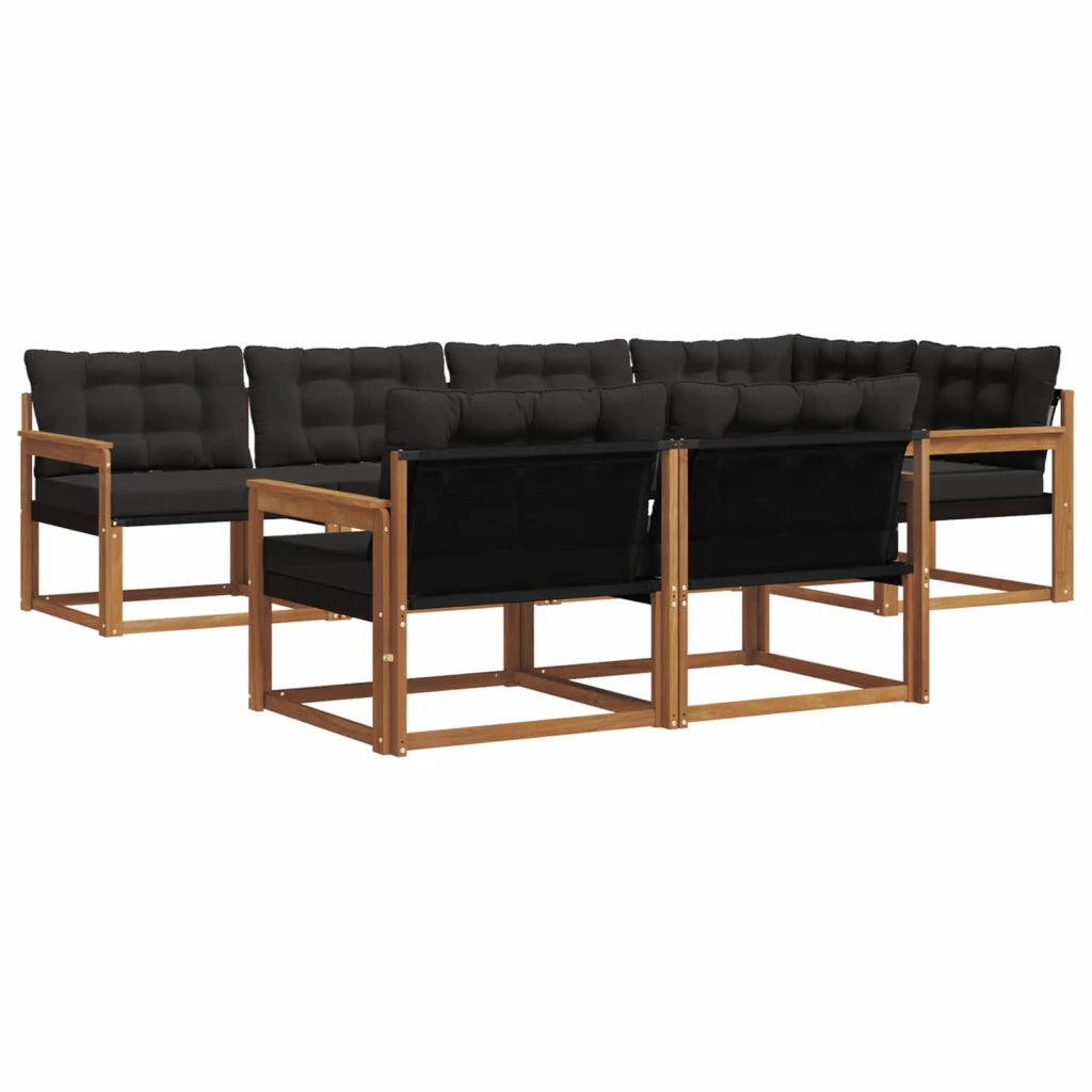 Set di divani da esterno con cuscino 7 pcs Naturale e Nero