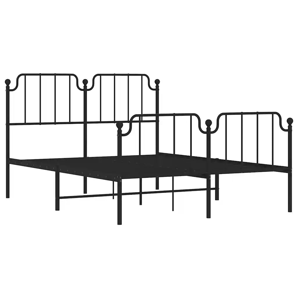 Giroletto con Testiera e Pediera Metallo Nero 150x200 cm 373907