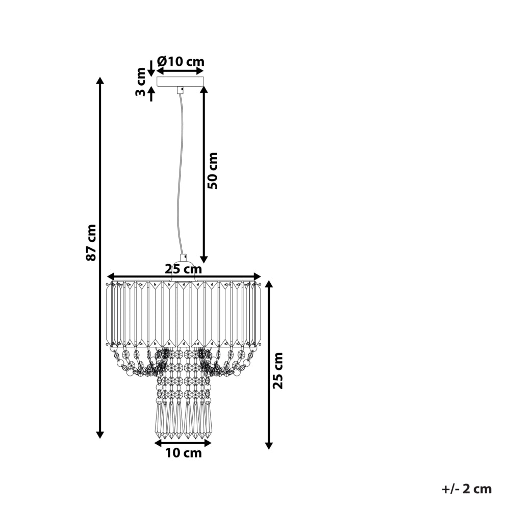 Lampada a Sospensione Metallo Trasparente Vetro Acrilico 83 cm Lampadario Decorativo Finitura Lucida Glam