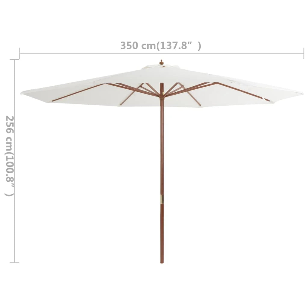 Ombrellone con palo in legno 350 cm bianco sabbia 02_0008127