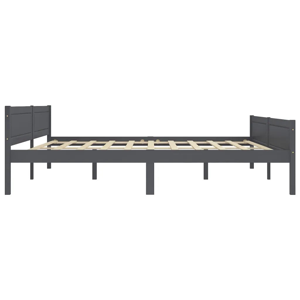 Letto matrimoniale | Letto per adulti | Giroletto senza Materasso Legno Massello Pino Grigio 200x200 cm