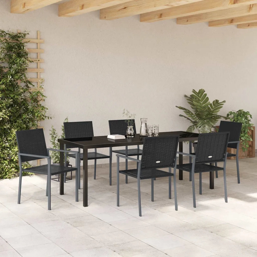 Set da Pranzo per Giardino 7 pcs Nero Rattan in PE 3379084