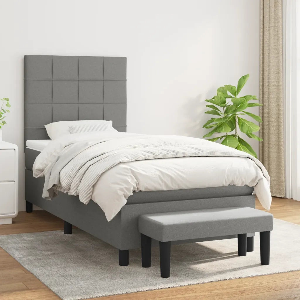 Giroletto a Molle con Materasso Grigio Scuro 100x200 cm Tessuto