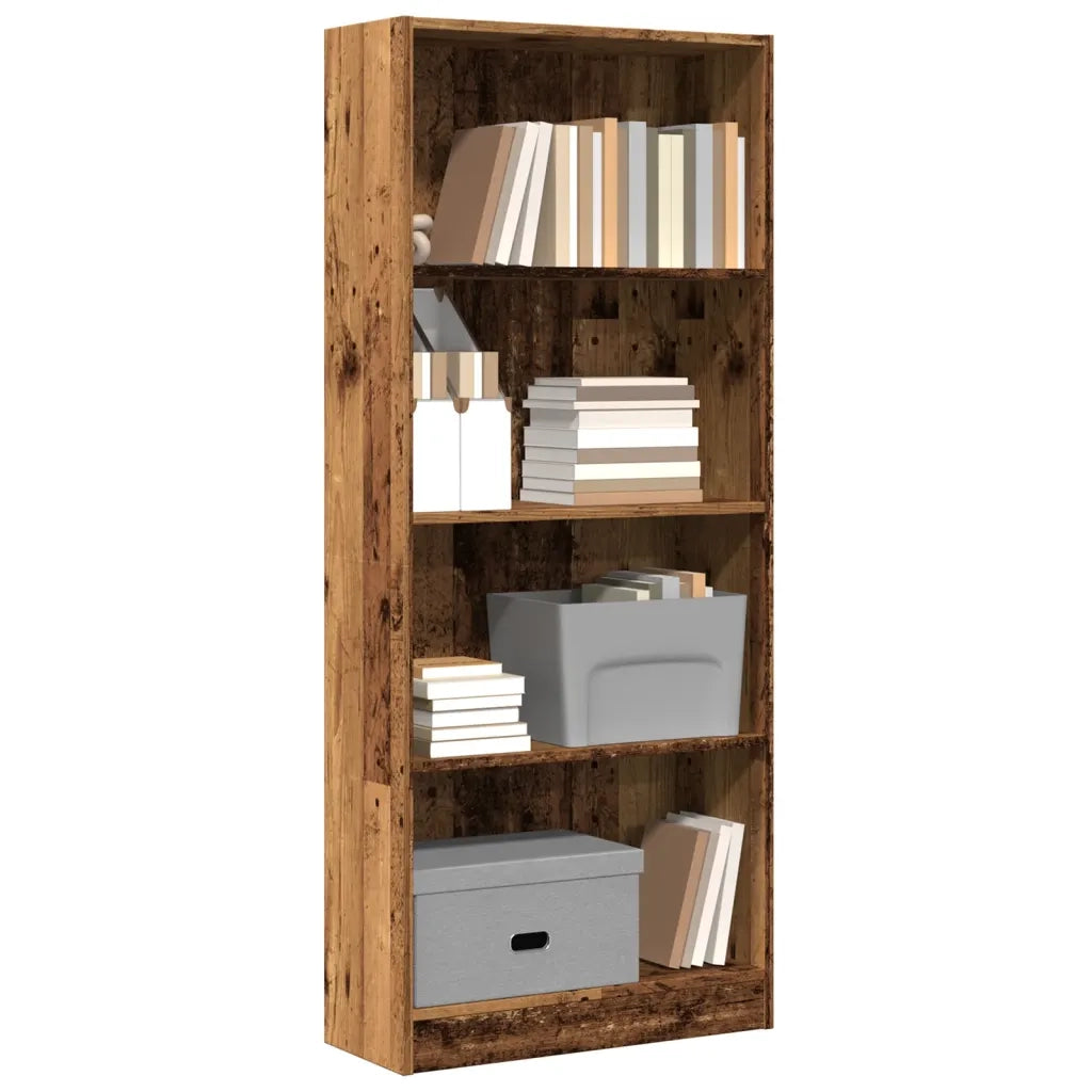 Libreria-Scaffale per Libri-Mobile di Stoccaggio Legno Antico 60x24x143 cm in Legno Multistrato