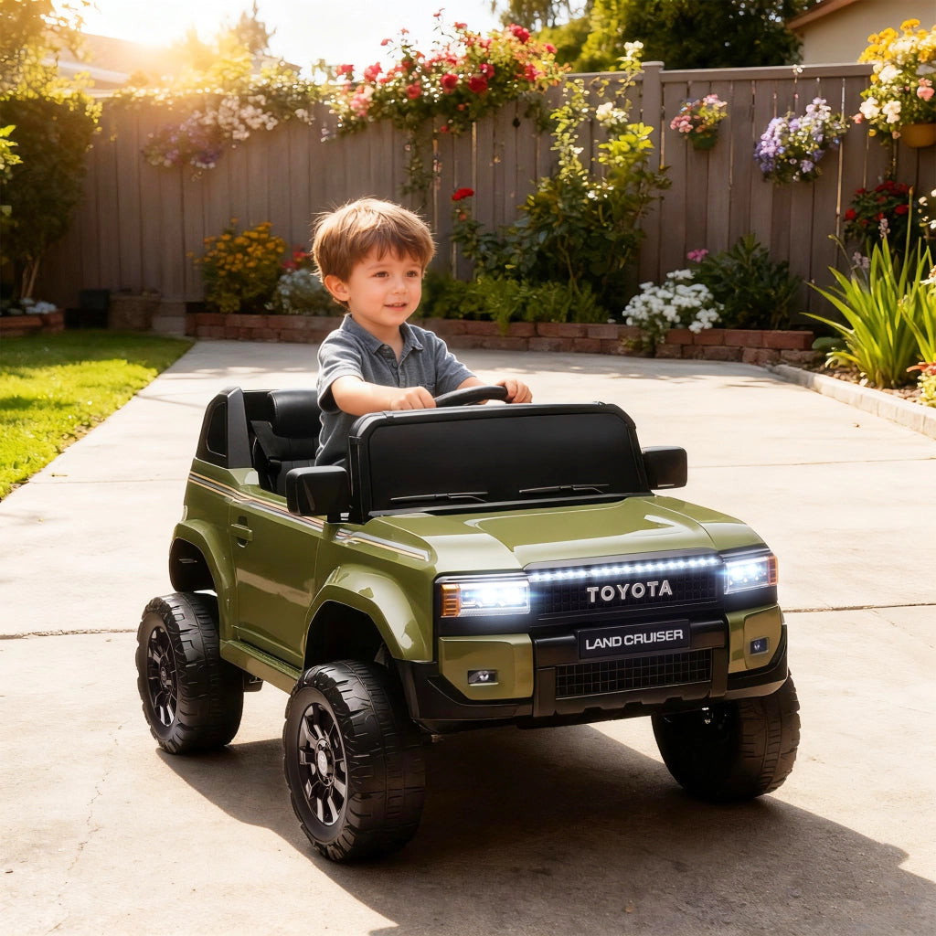 Auto Elettrica per Bambini TOYOTA Land Cruiser 12V con Telecomando, Et¨¤ 3-8 Anni, Verde