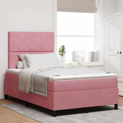 Letto a molle con materasso Rosa 120 x 190 cm Velluto 3339889