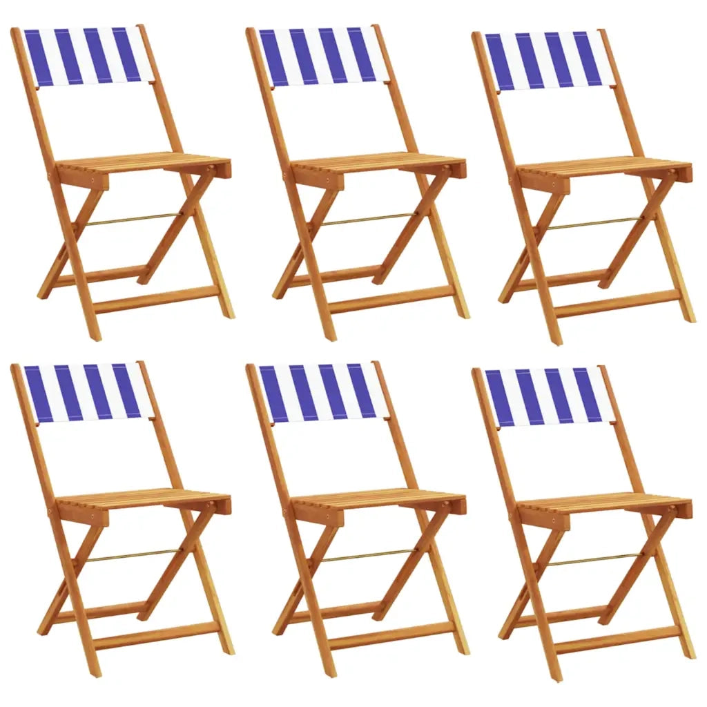 Sedie da Giardino Pieghevoli 6 pz | Sedie da Esterno Blu e Bianco Tessuto e Legno