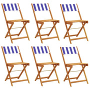 Sedie da Giardino Pieghevoli 6 pz | Sedie da Esterno Blu e Bianco Tessuto e Legno
