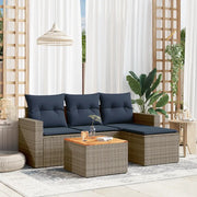 Set Divani da Giardino 5 pz con Cuscini Grigio in Polyrattan 3256425