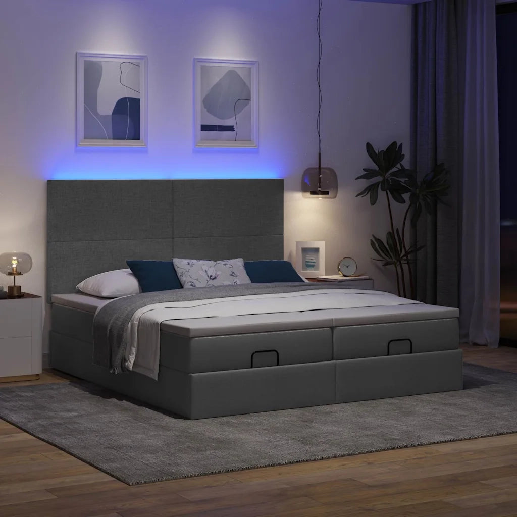 Struttura Letto Pouf con Materassi 200x200 cm in Tessuto 3314528