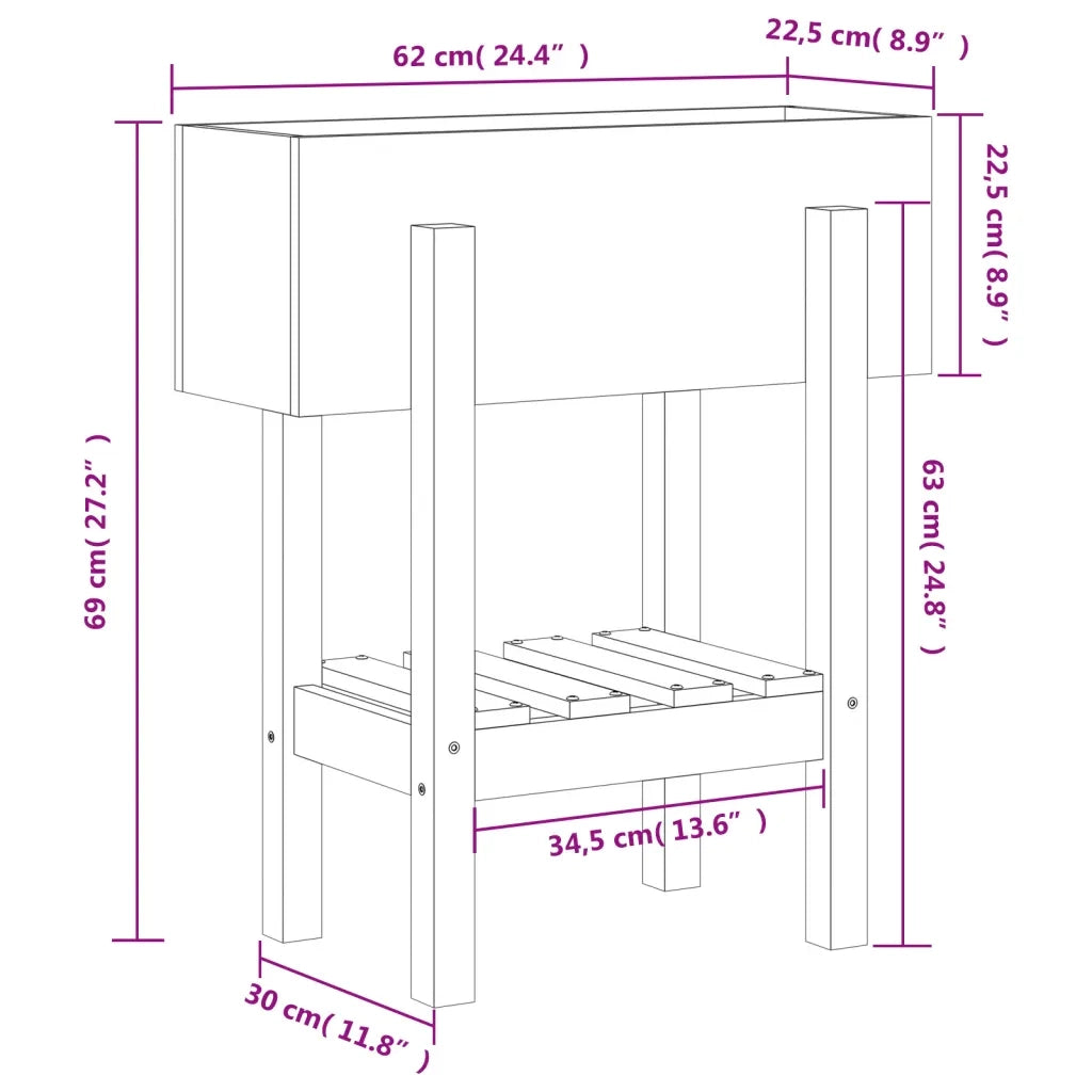 Fioriera da Giardino Bianca 62x30x69 cm Legno Massello di Pino 825234