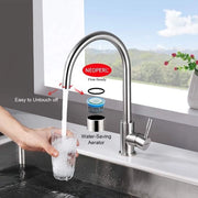 Kraan per cucina con 360° Rotazione del rubinetto di scarico e Avvio a freddo, Rubinetto a comando unico per lavabo, in acciaio inox