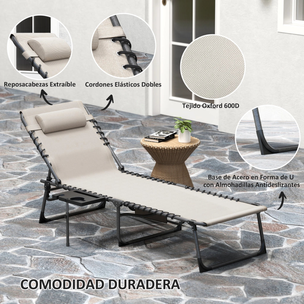 Divano letto a 2 posti con schienale regolabile ¨C Zephmum ¨C Crema 190x60x31 cm