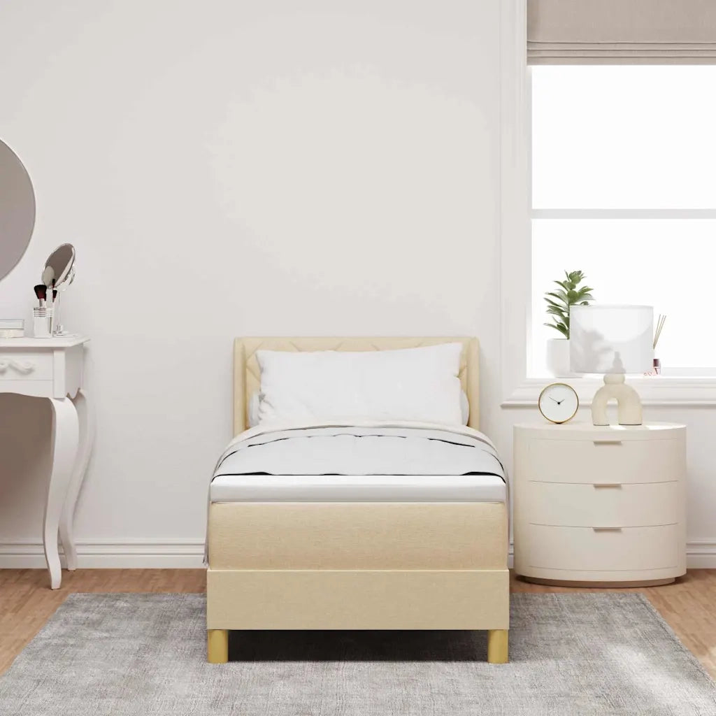 Letto a molle con materasso Crema 200 x 80 cm Tessuto 3341326