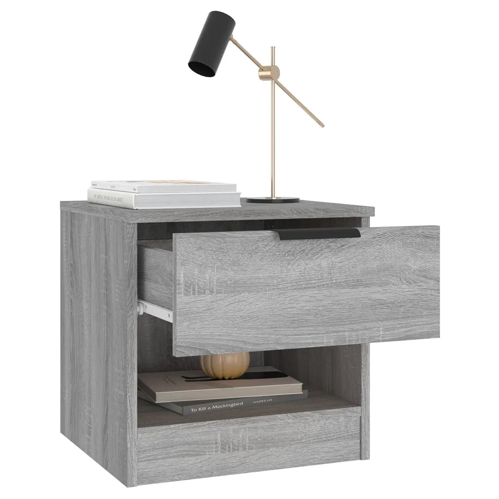 Set di 2 Comodini | Armadio da Notte | Mobiletto da notte Grigio Sonoma in Legno Multistrato
