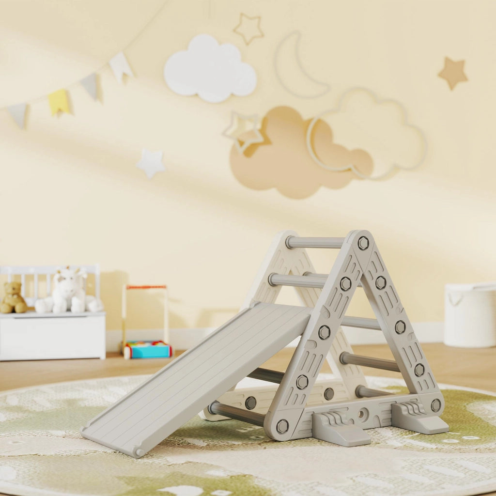 Scaletta a Triangolo con Scivolo per Bambini 18-48 Mesi ¨C zephmum ¨C 130x80x69 Grigio e Bianco
