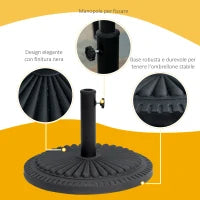 Base per Ombrellone Rotonda in HDPE da 14kg per Pali da Ф35-38-48mm, Ø49x32A cm, Nero