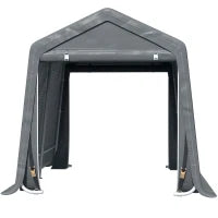 Tendone Garage per Auto, Moto e Attrezzi in Metallo e Tessuto PE, 280x240x240cm, Grigio