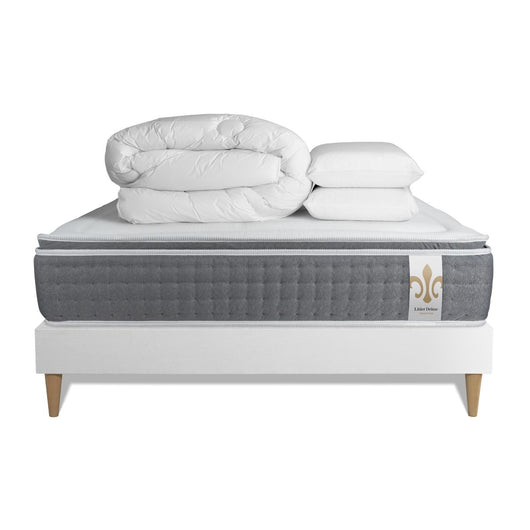 Pacchetto letto completo - Materasso 180x200cm + Box spring con doghe (kit) + 2 cuscini + Piumino - Vingt-Six PLUS