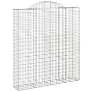 Cesto gabbione recinzione a gabbia muro di contenimento ad arco 200 x 50 x 220/240 cm ferro zincato argento 02_0040039