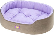 Letto per cani Dandy, con cuscino rimovibile e lavabile, coperta in cotone con imbottitura morbida, dimensioni 95 x 60 x H 21 cm, colore viola