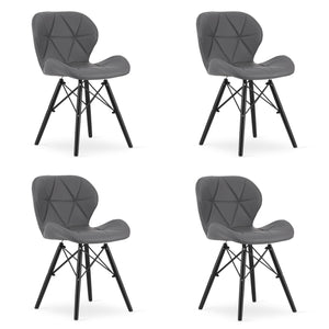 Sedia VALORA WAKO - Design ergonomico moderno, ecopelle grigia x 4