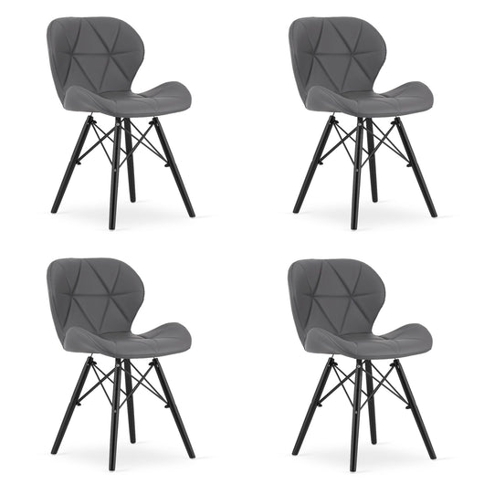 Sedia VALORA WAKO - Design ergonomico moderno, ecopelle grigia x 4