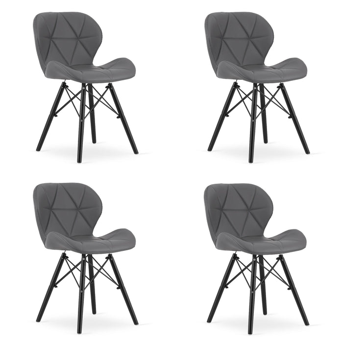 Sedia VALORA WAKO - Design ergonomico moderno, ecopelle grigia x 4