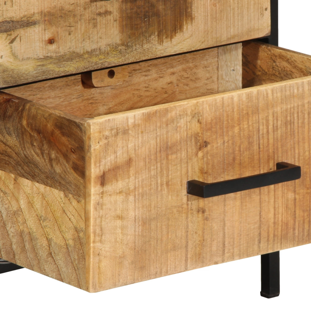 Comodini 2 pz 40x35x50 cm Legno massello di mango grezzo