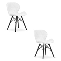 Sedia in ecopelle VALORA WAKO - Design moderno, bianca con gambe nere x2