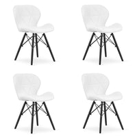 Sedia in ecopelle VALORA WAKO - Design moderno, bianca con gambe nere x 4