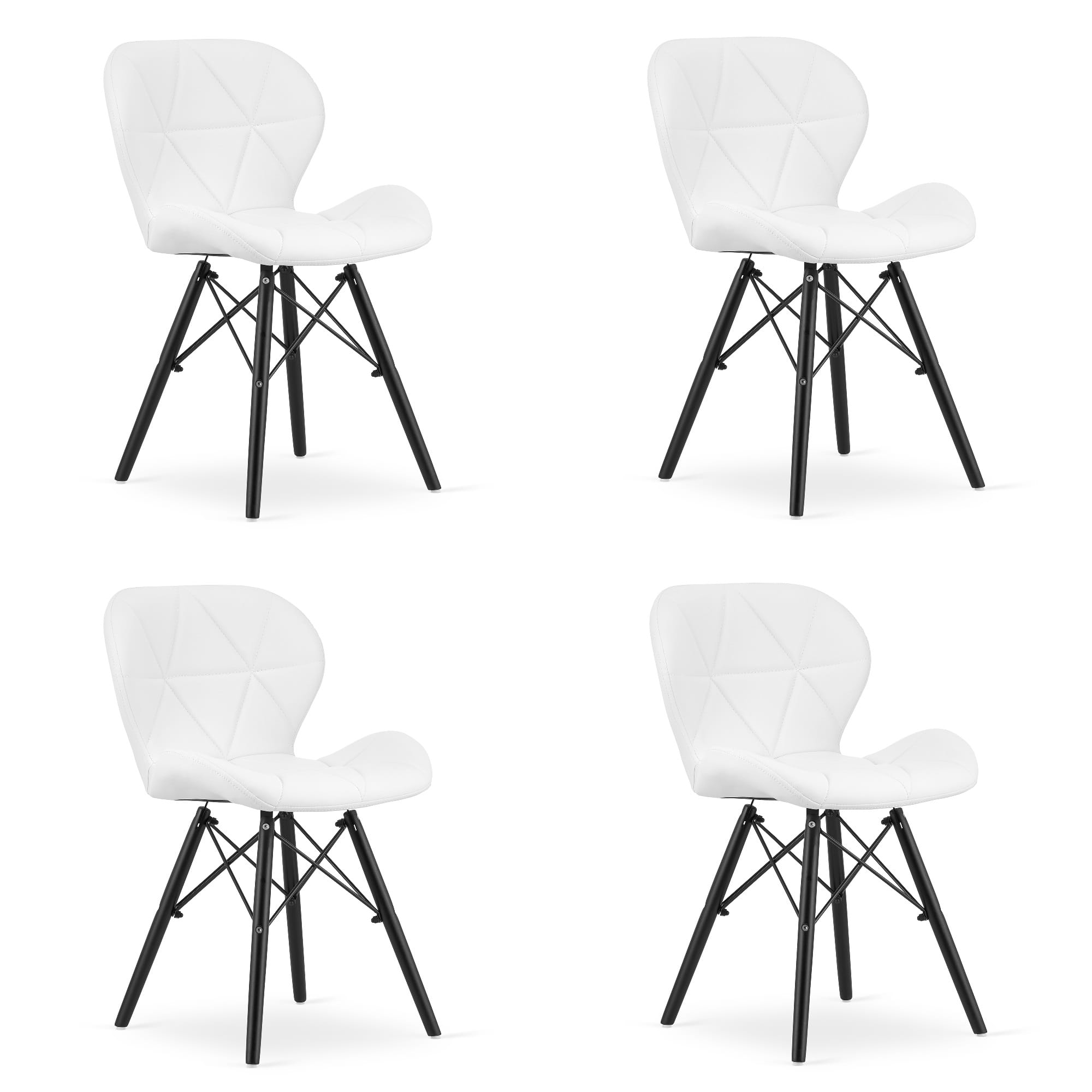 Sedia in ecopelle VALORA WAKO - Design moderno, bianca con gambe nere x 4