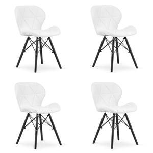 Sedia in ecopelle VALORA WAKO - Design moderno, bianca con gambe nere x 4