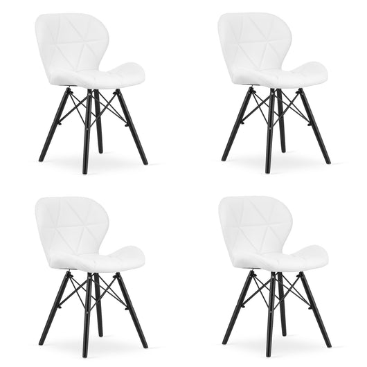 Sedia in ecopelle VALORA WAKO - Design moderno, bianca con gambe nere x 4