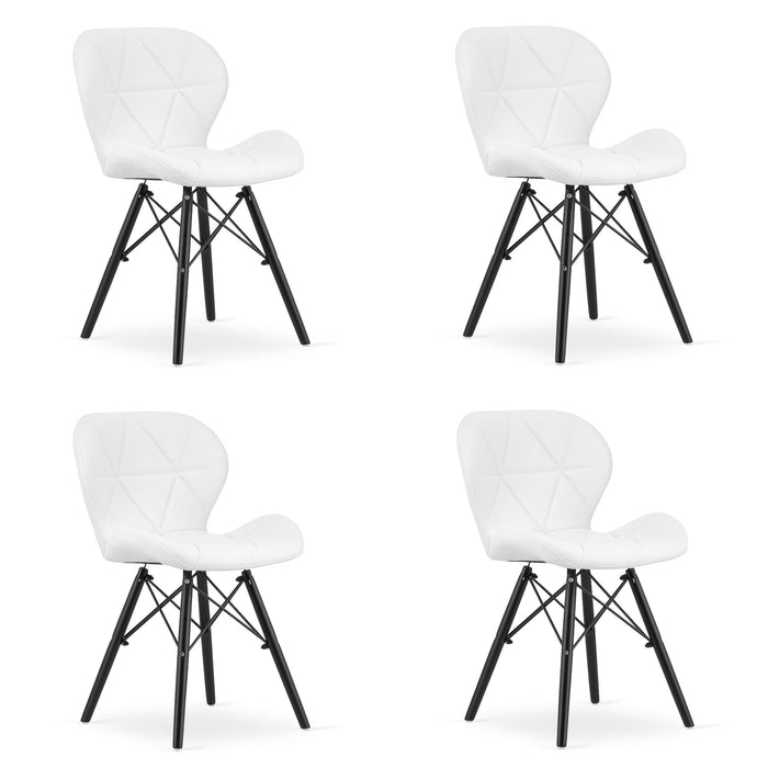 Sedia in ecopelle VALORA WAKO - Design moderno, bianca con gambe nere x 4