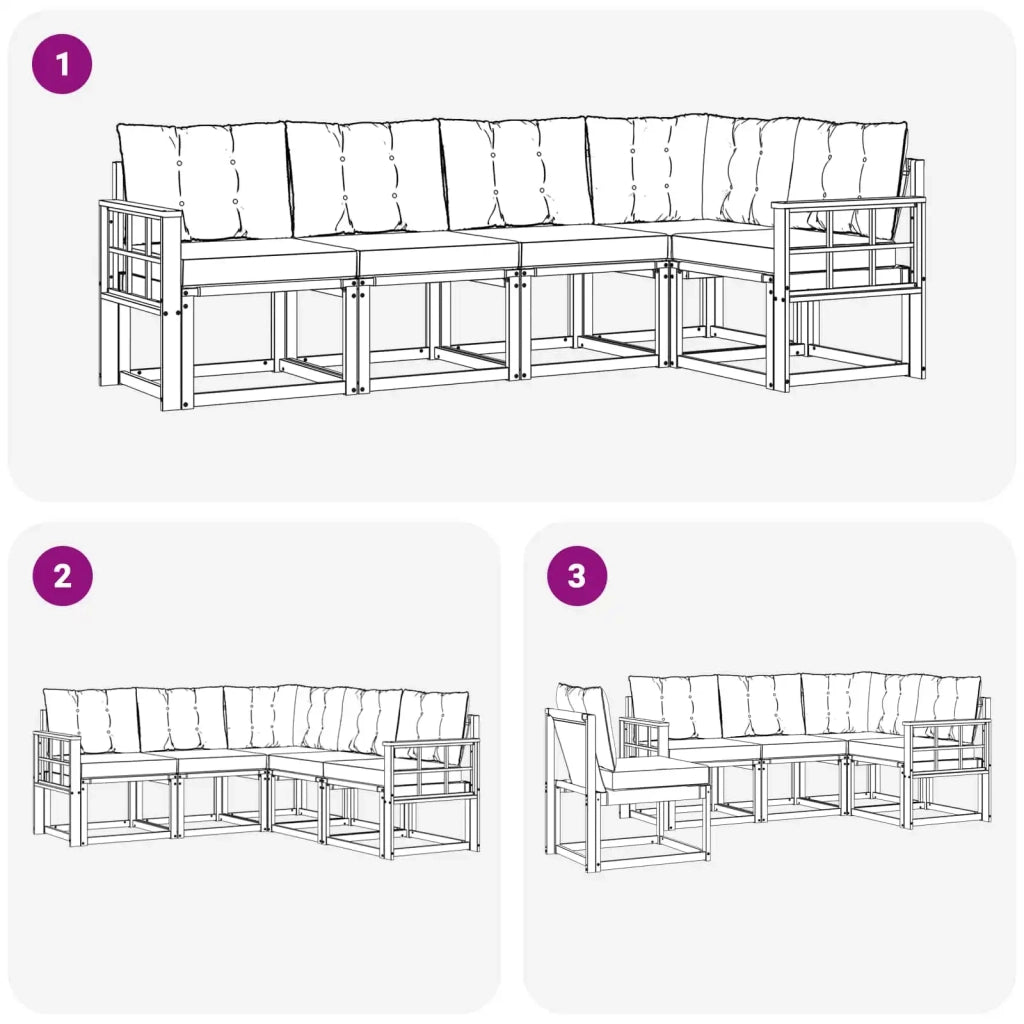 Set di divani da esterno 5 pz Bianco e Nero 3389482