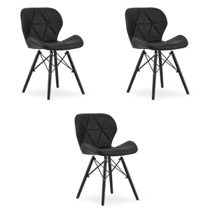 Sedia Valora WAKO in ecopelle nera design moderno x3