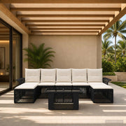 Set Divano da Giardino 8 pz Nero e Bianco Crema polyrattan 3436678