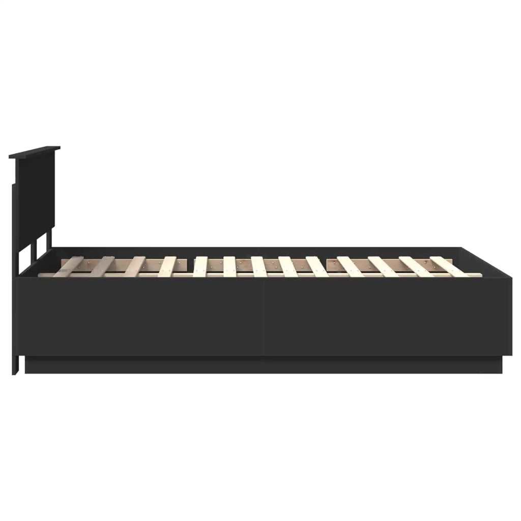 Struttura del letto-Giroletto Nero 135 x 190 cm Legno ingegnerizzato