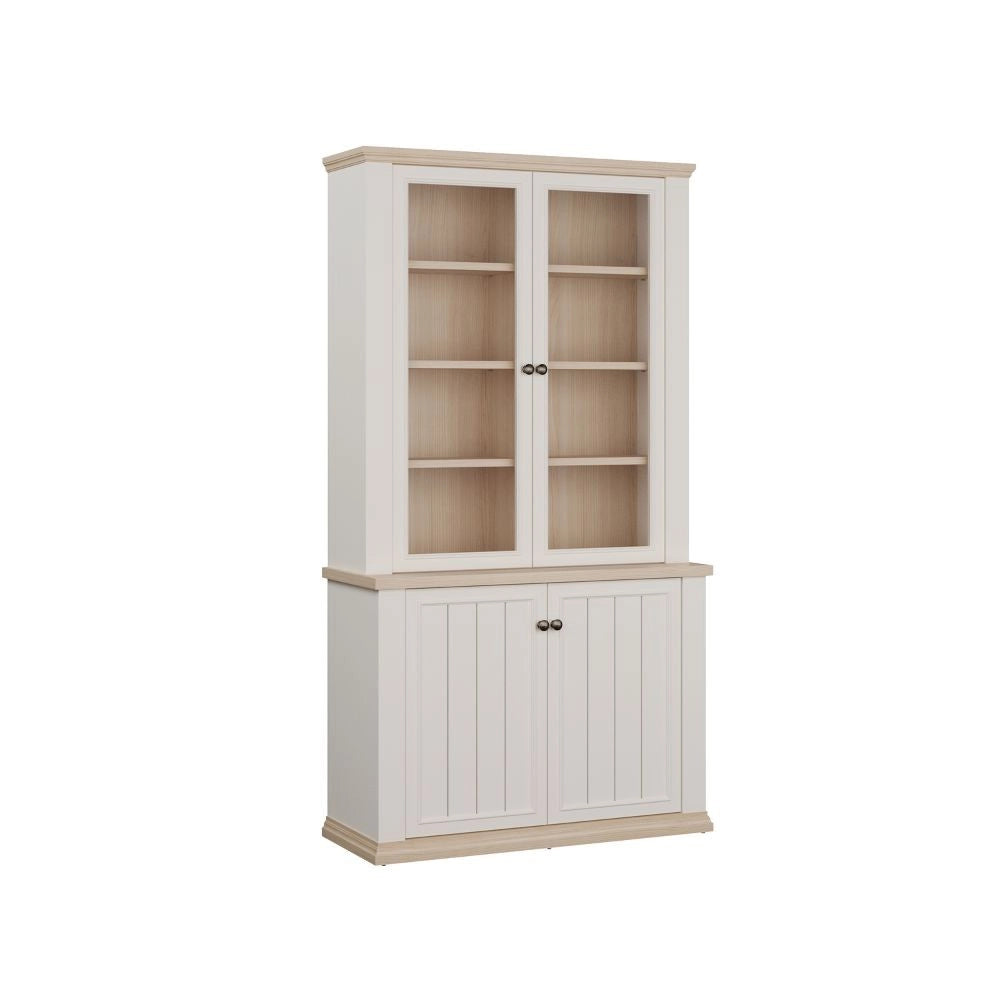 Vetrina Essenza 4 Ante Bianco e Rovere – Stile Classico Moderno