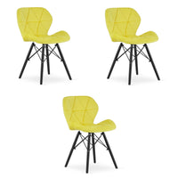 Valora WAKO Sedia in velluto giallo gambe nere design moderno x3