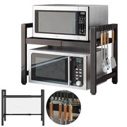 Scaffale da cucina estensibile per microonde 40-64 cm con 6 ganci