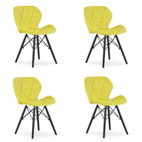 Sedia in velluto Valora WAKO con gambe gialle e nere per sala da pranzo x4