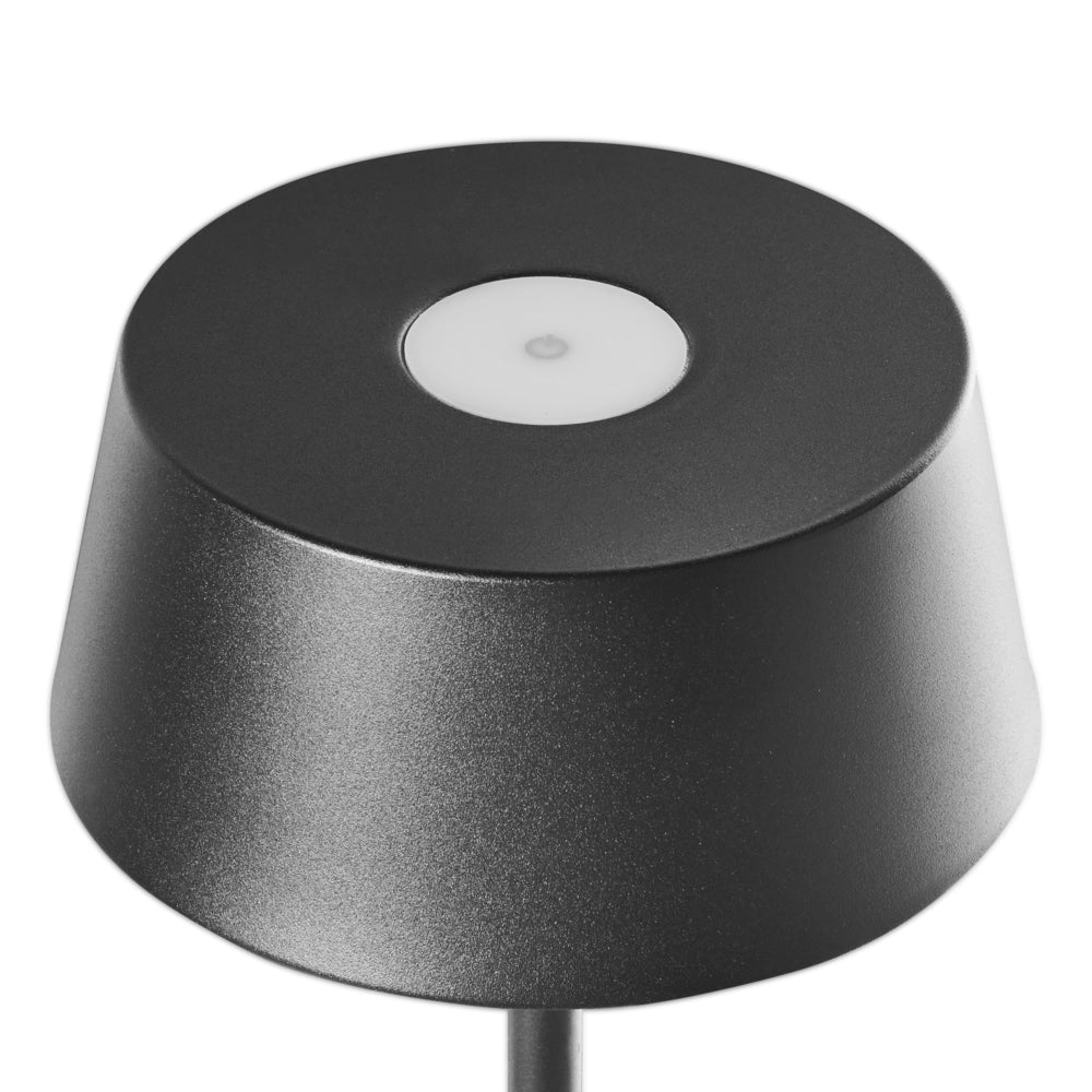 Lampada da tavolo wireless nero in metallo da interno ed esterno con porta USB C ricaricabile