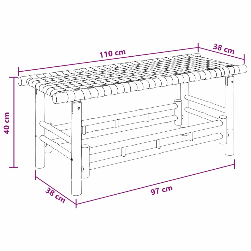 Panchina da giardino 110 x 38 x 40 cm Bambù Naturale