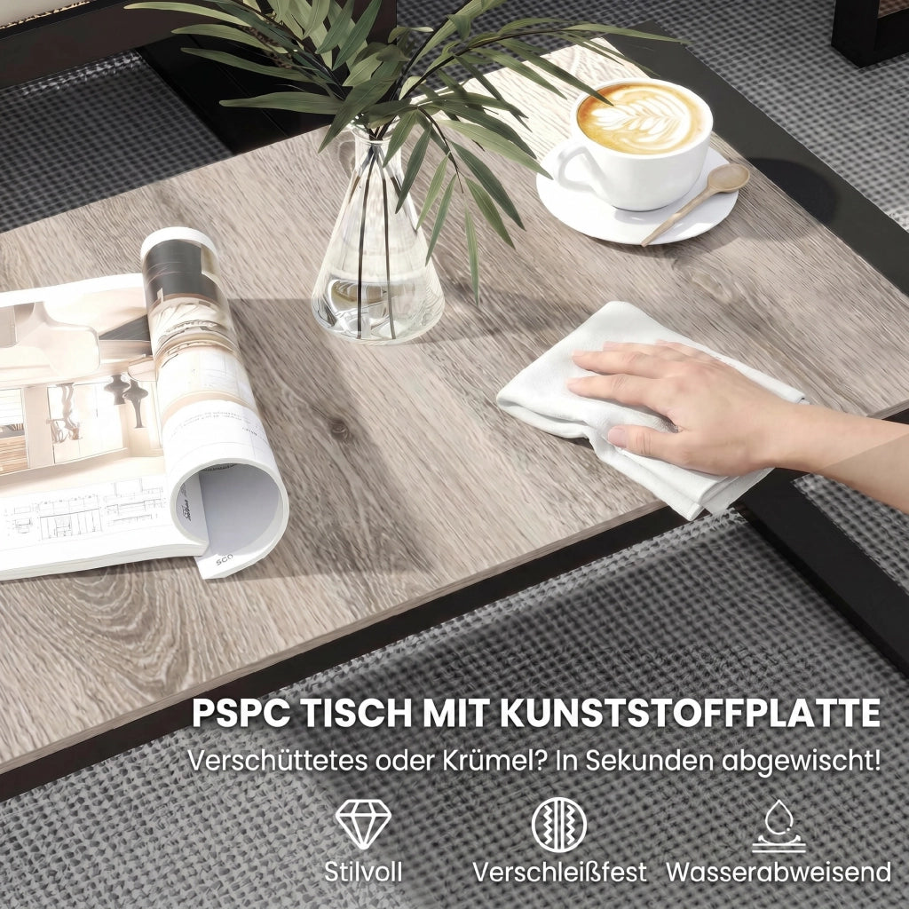 Set da giardino 4 pezzi con 2 divani a 2 posti, sedia senza braccioli e tavolino ¨C zephmum ¨C khaki