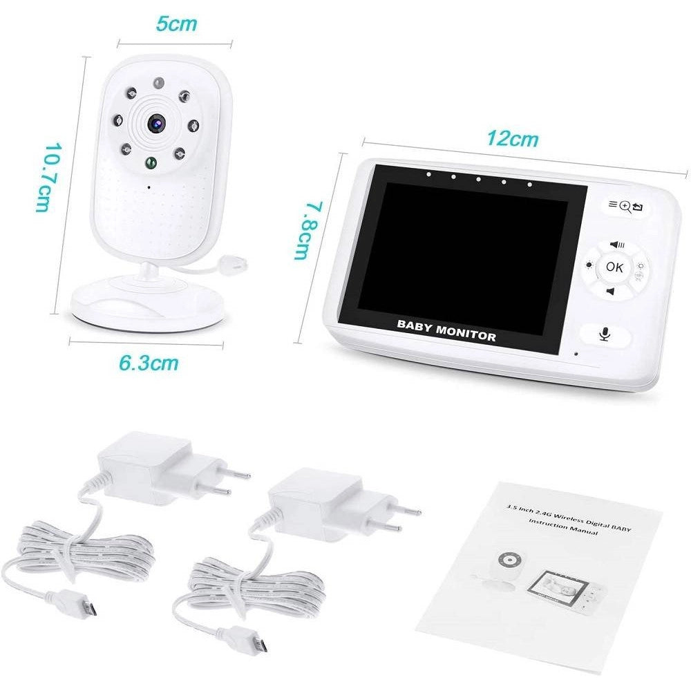 Trade Shop - Baby Monitor Videocamera Schermo 3.5" Wireless Con Fotocamera Visione Notturna -
