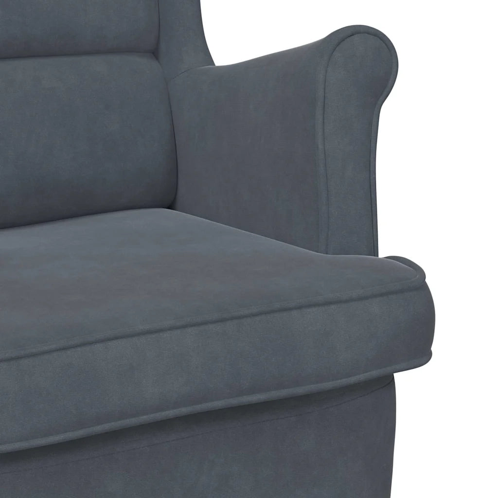 Poltrona-Divano Sedia-Poltroncina Grigio Scuro Velluto 418108