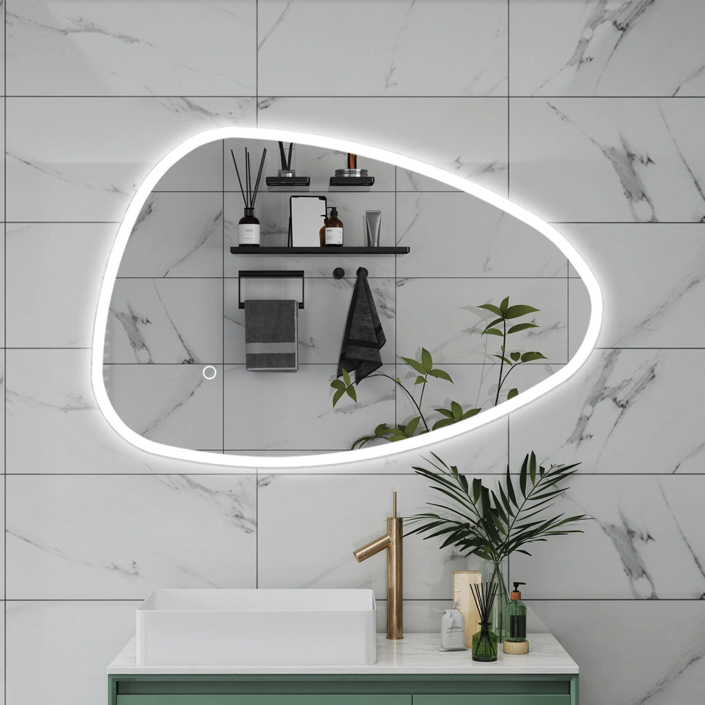 AICA Specchio da bagno 120 x 80 cm, dimmerabile, Funzione Memoria, antiappannamento, 3 colori